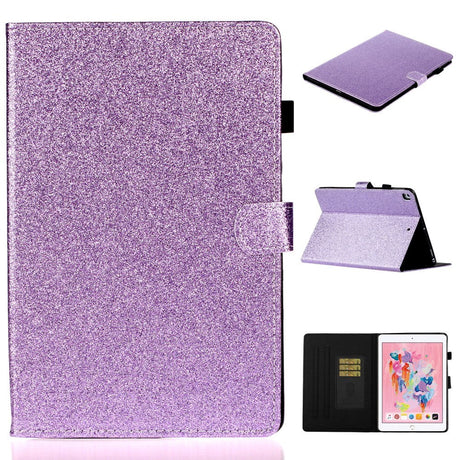 iPad 10.2" (2021 / 2020 / 2019) Glitter Cover m. Flipstander & Kortholder - Glitter Purple