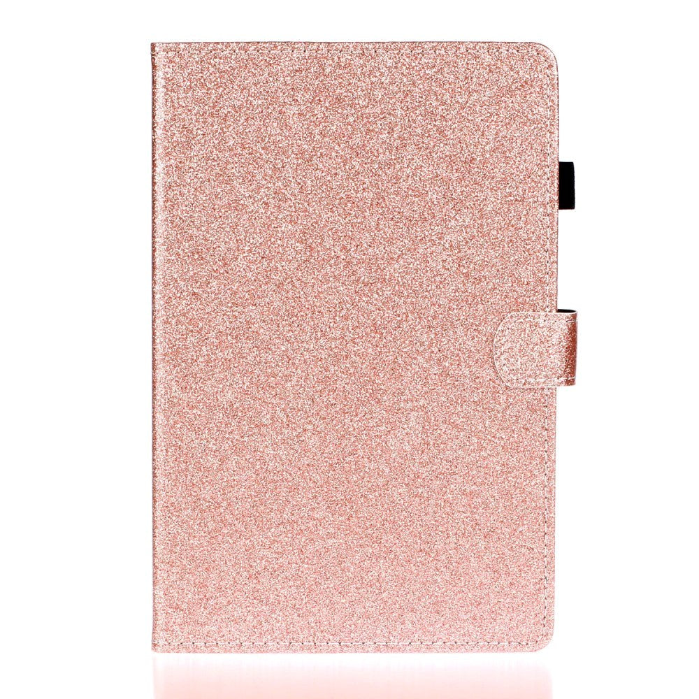 iPad 10.2" (2021 / 2020 / 2019) Glitter Cover m. Flipstander & Kortholder - Glitter Rose Gold