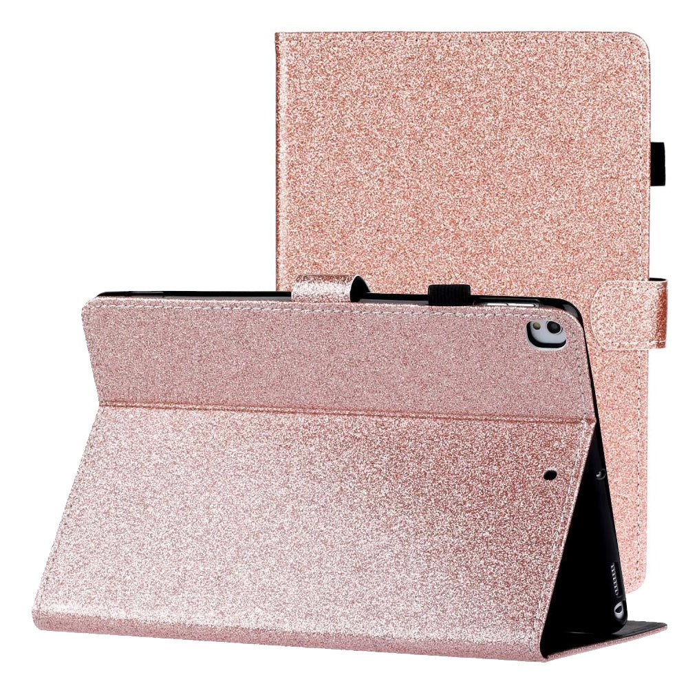 iPad 10.2" (2021 / 2020 / 2019) Glitter Cover m. Flipstander & Kortholder - Glitter Rose Gold