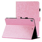 iPad 10.2" (2021 / 2020 / 2019) Glitter Cover m. Flipstander & Kortholder - Glitter Pink