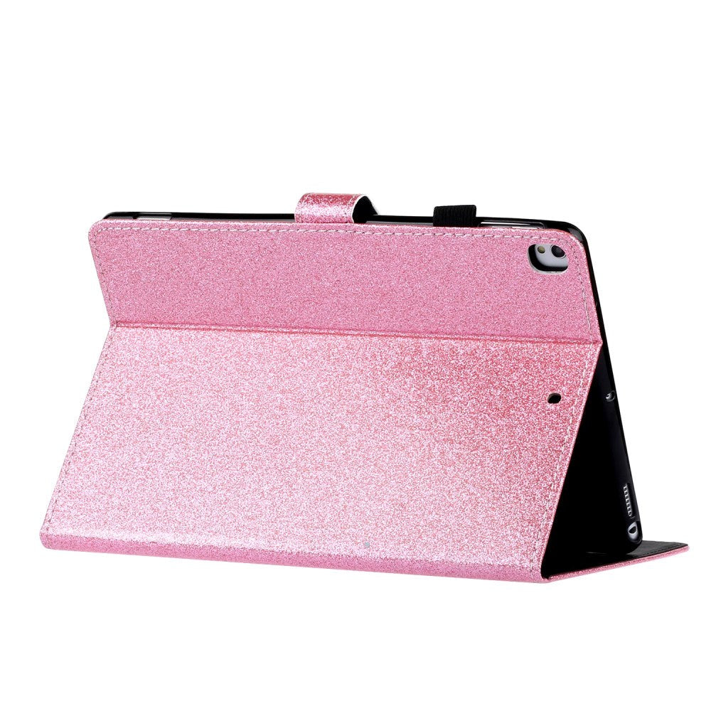 iPad 10.2" (2021 / 2020 / 2019) Glitter Cover m. Flipstander & Kortholder - Glitter Pink