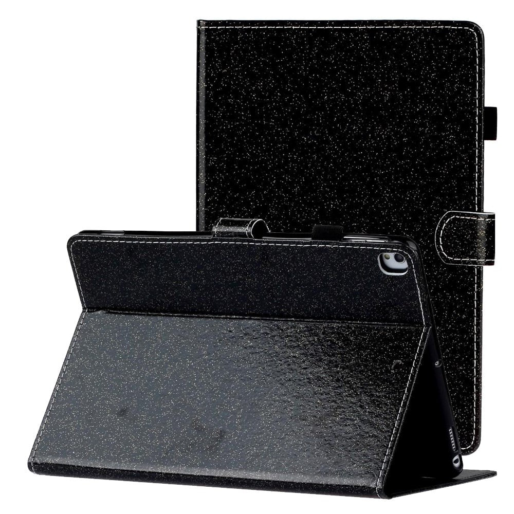 iPad 10.2" (2021 / 2020 / 2019) Glitter Cover m. Flipstander & Kortholder - Glitter Black