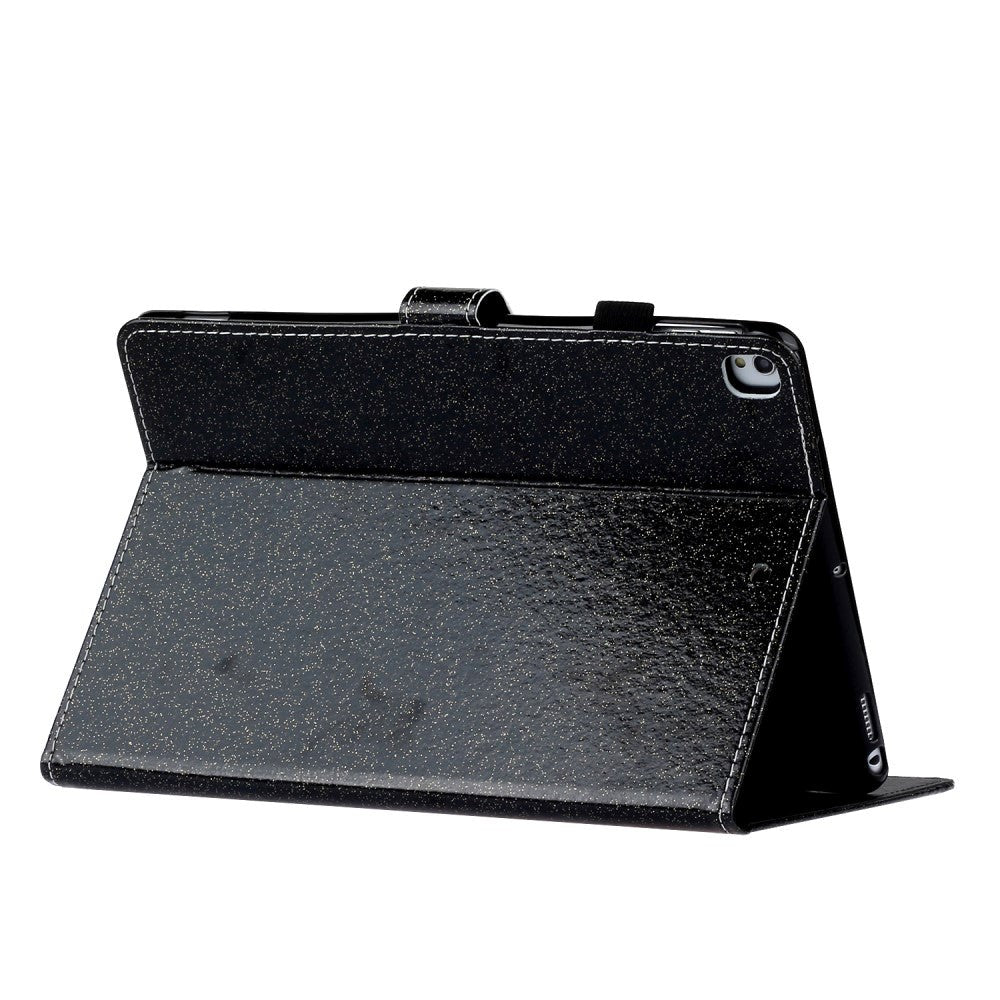 iPad 10.2" (2021 / 2020 / 2019) Glitter Cover m. Flipstander & Kortholder - Glitter Black