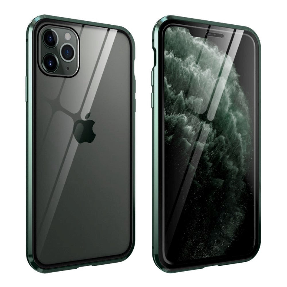 iPhone 11 Pro Metal Cover m. Glas Bagside & Forside - Mørkegrøn