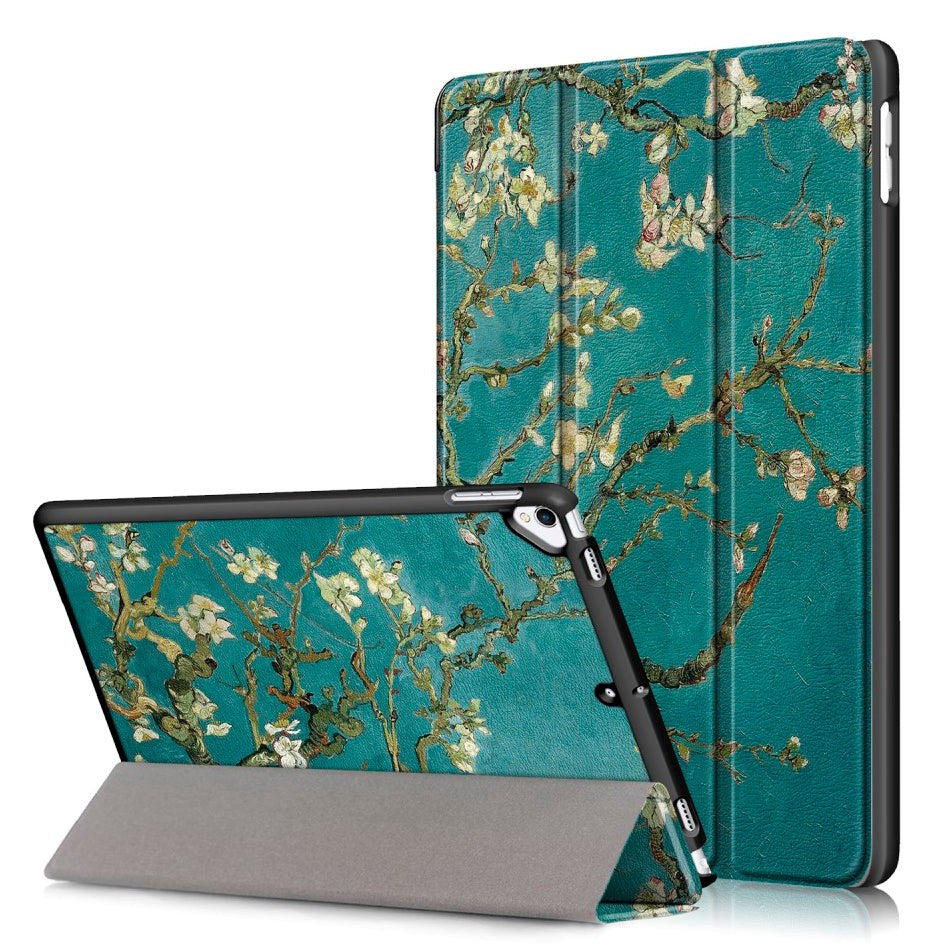 iPad 10.2" (2021 / 2020 / 2019) Læder Cover m. Tri-Fold - Hvide Blomster