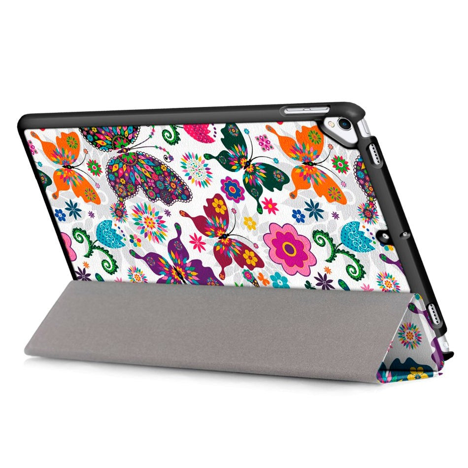 iPad 10.2" (2021 / 2020 / 2019) Læder Cover m. Tri-fold - Farverige Sommerfugle & Blomster