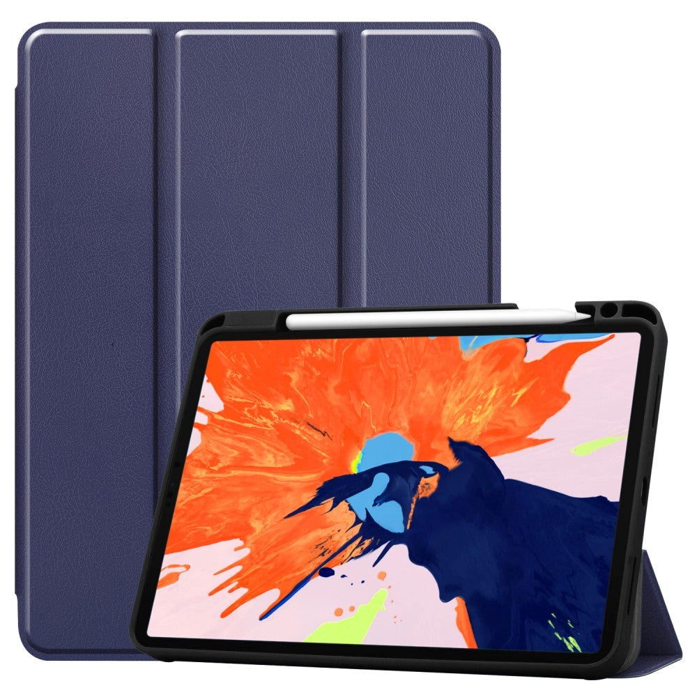 iPad Pro 12.9" (2020 / 2018) Tri-Fold Læder Cover m. Apple Pencil Holder Blå