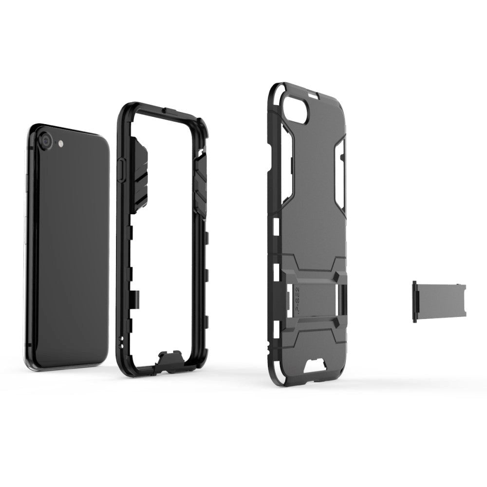 iPhone SE (2022 / 2020) / 8 / 7 Hybrid Håndværker Case m. Kickstand - Sort