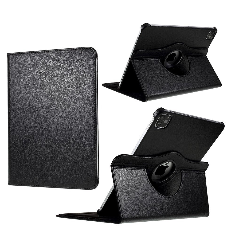 iPad Air 10.9-11" (2024-2020) / Pro 11" (2022-2018) Læder Cover m. 360 Graders Standerfunktion - Sort