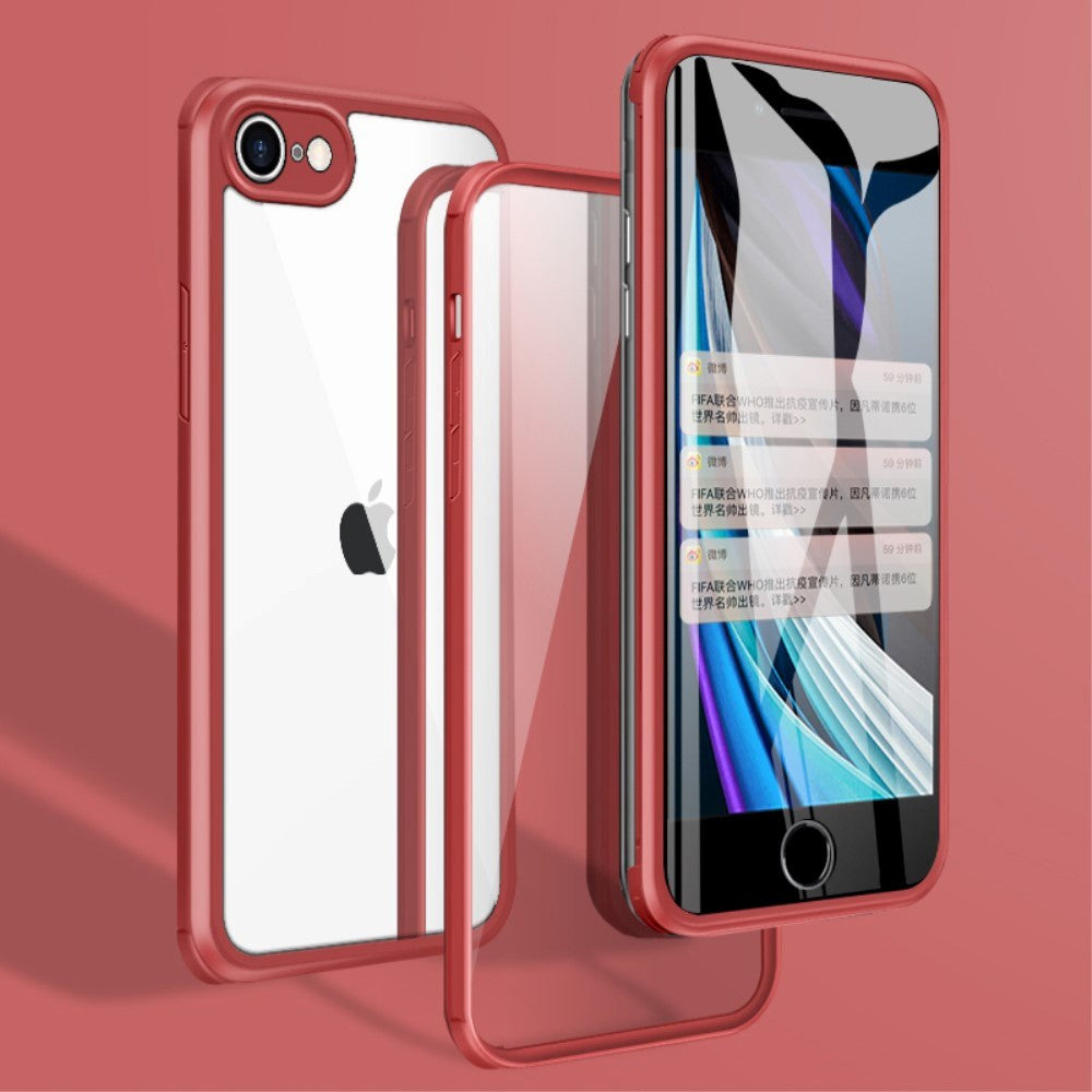 iPhone SE (2022 / 2020) / 8 / 7 Plastik Cover m. Indbygget Skærmbeskyttelse - Rød