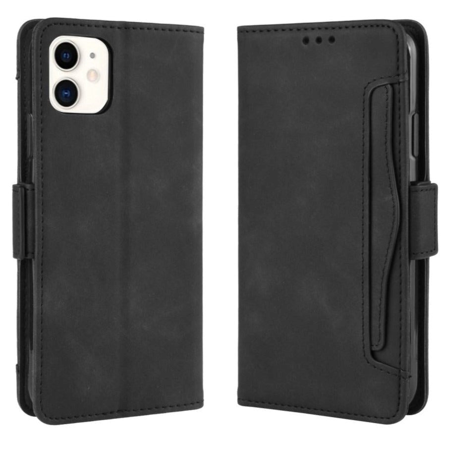 iPhone 12 / 12 Pro Blank Cover m. Stor Pung i Læder - Sort