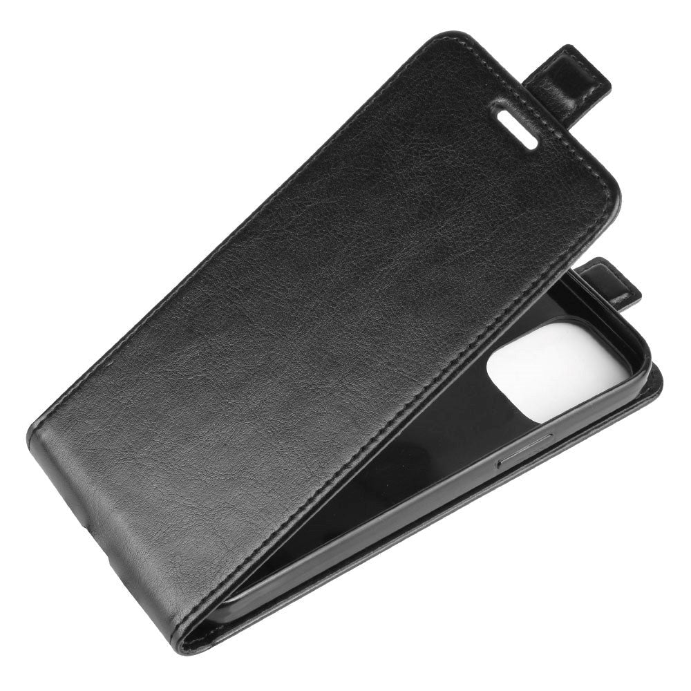 iPhone 12 / 12 Pro Vertikal Læder Flip Cover - Sort