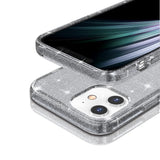 iPhone 12 Mini Hybrid Plastik Bagside Cover m. Glimmer - Gennemsigtig / Grå