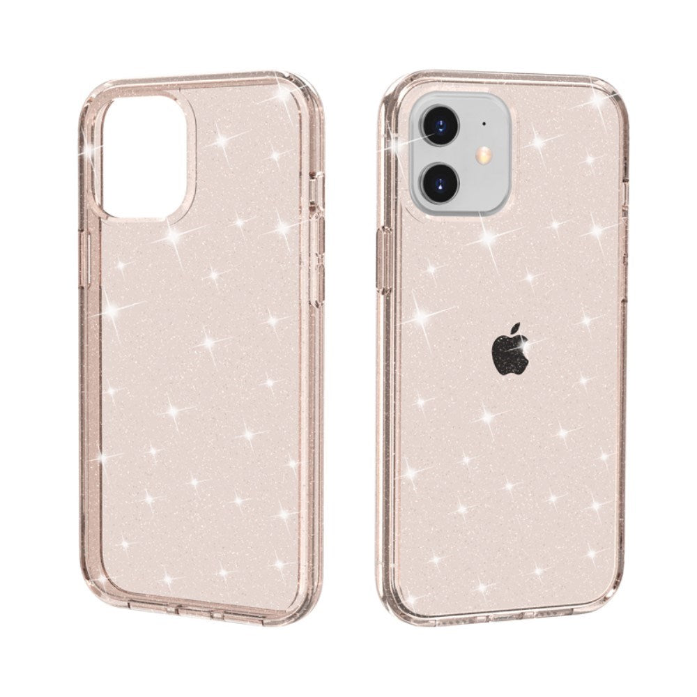 iPhone 12 Mini Hybrid Plastik Bagside Cover m. Glimmer - Gennemsigtig / Guld