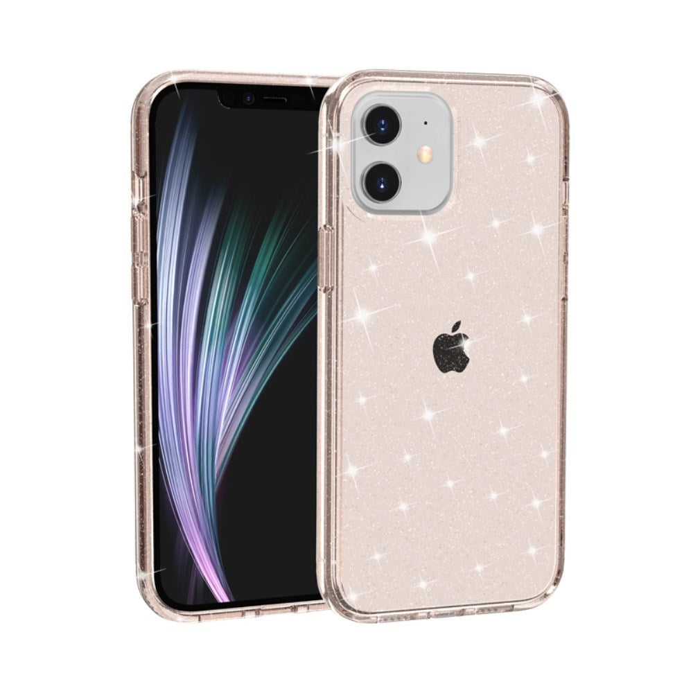 iPhone 12 Mini Hybrid Plastik Bagside Cover m. Glimmer - Gennemsigtig / Guld