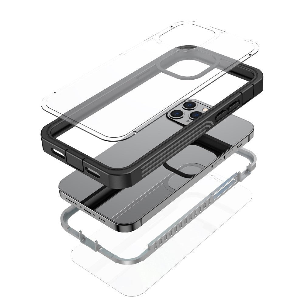 iPhone 12 / 12 Pro Heavy Duty Case - Håndværker Case - Gennemsigtig / Sort