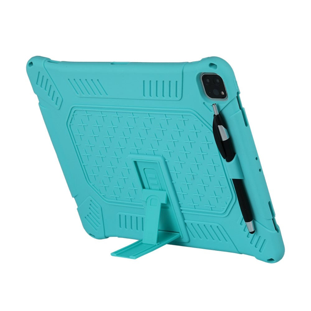 iPad Pro 12.9" (2021 / 2020 / 2018) Gummi Håndværker Case m. Stander - Cyan