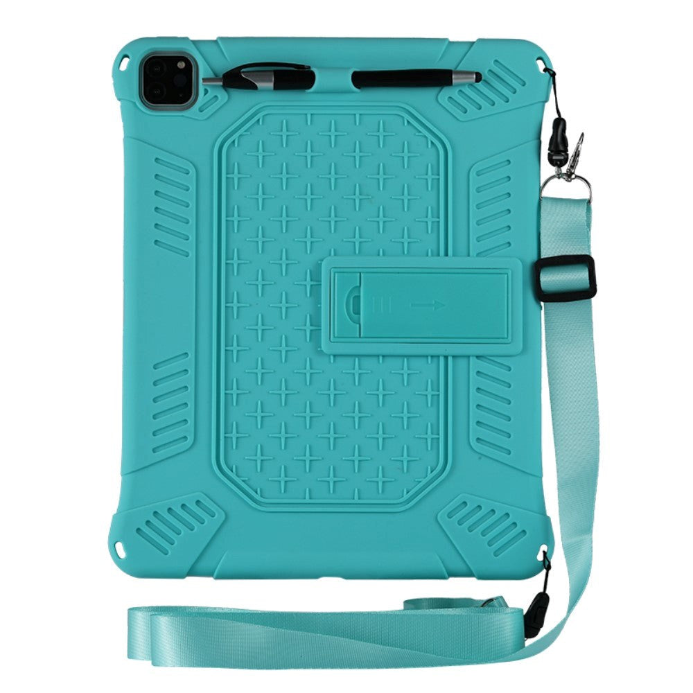 iPad Pro 12.9" (2021 / 2020 / 2018) Gummi Håndværker Case m. Stander - Cyan