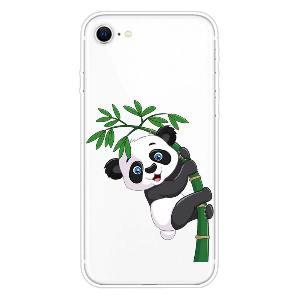 iPhone SE (2022 / 2020) / 8 / 7 Fleksibel Gennemsigtigt Plastik Bagside Cover m. Motiv - Panda