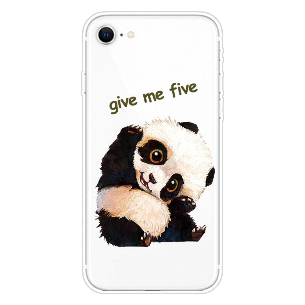 iPhone SE (2022 / 2020) / 8 / 7 Fleksibel Gennemsigtigt Plastik Bagside Cover m. Motiv - Sød Panda