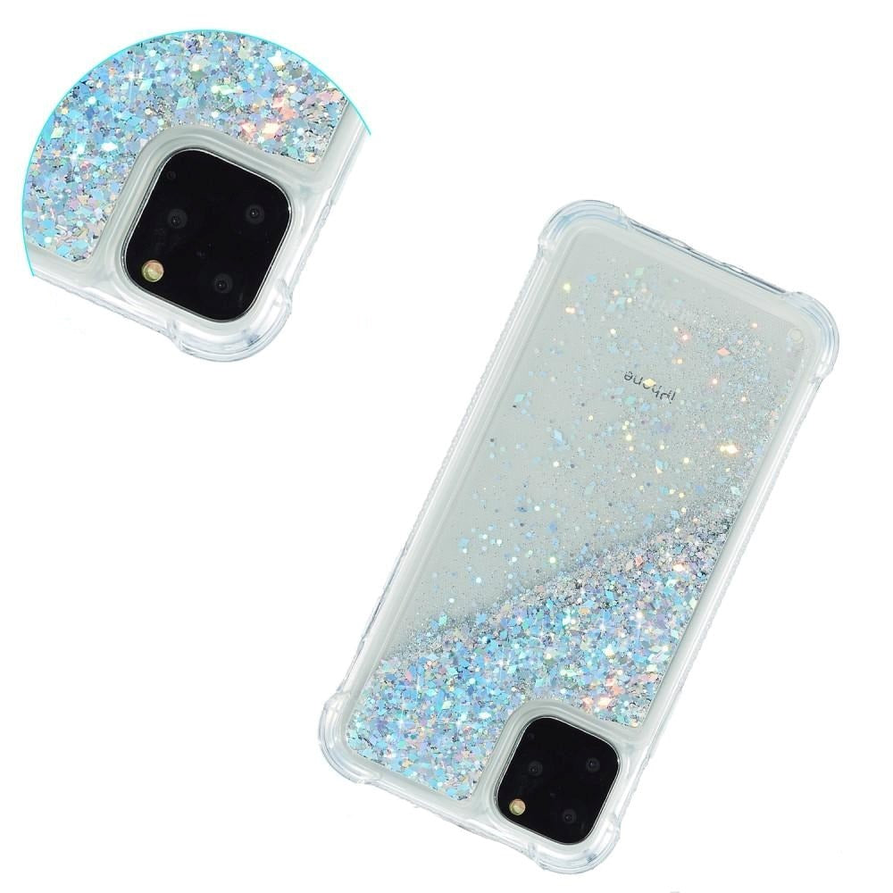 iPhone 12 Mini Plastik Cover m. Glitter - Gennemsigtig / Sølv