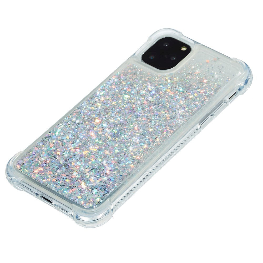 iPhone 12 Mini Plastik Cover m. Glitter - Gennemsigtig / Sølv