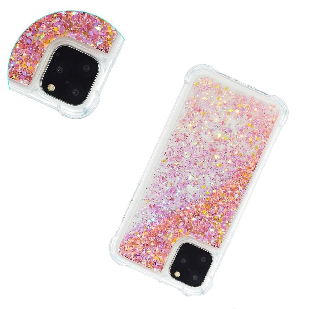 iPhone 12 Mini Plastik Cover m. Glitter - Gennemsigtig / Lyserød