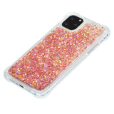 iPhone 12 Mini Plastik Cover m. Glitter - Gennemsigtig / Lyserød