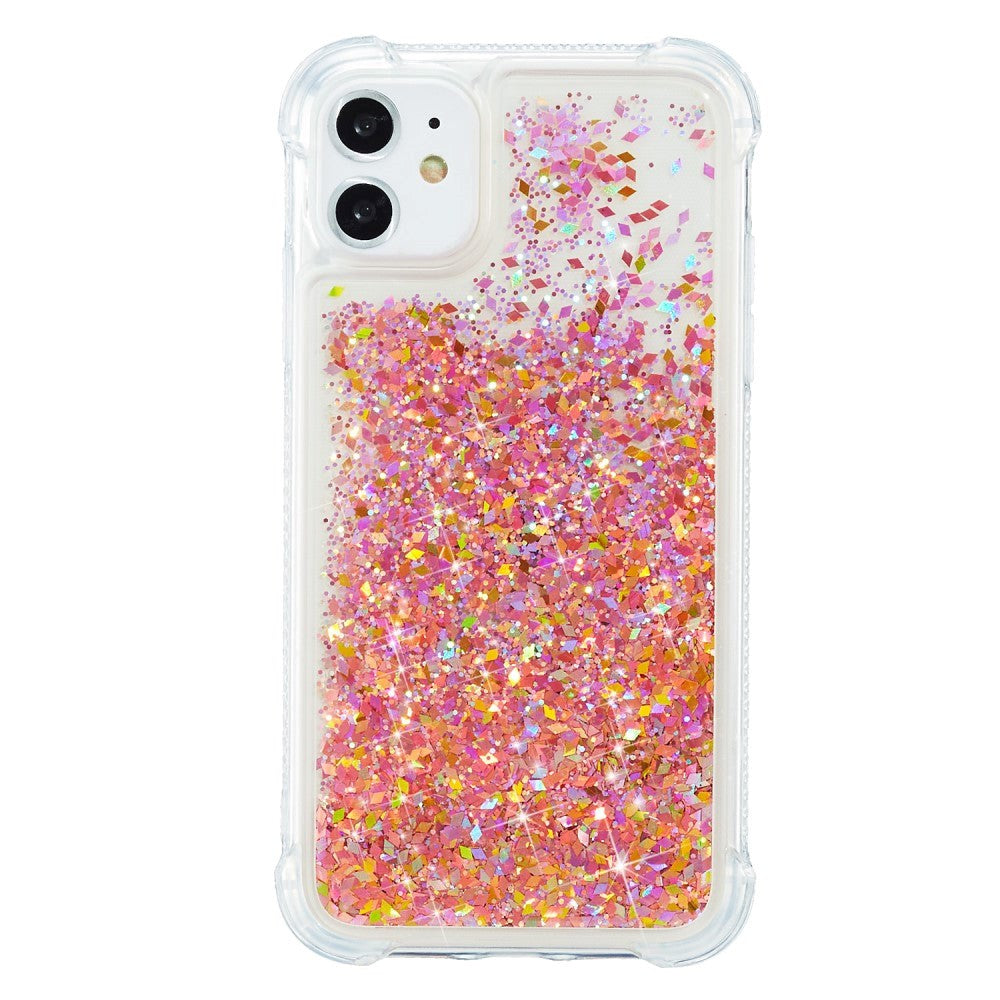 iPhone 12 / 12 Pro Plastik Cover m. Glitter - Gennemsigtig / Orange