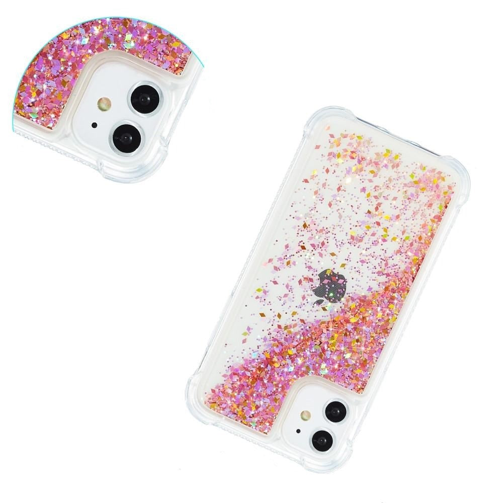 iPhone 12 / 12 Pro Plastik Cover m. Glitter - Gennemsigtig / Orange