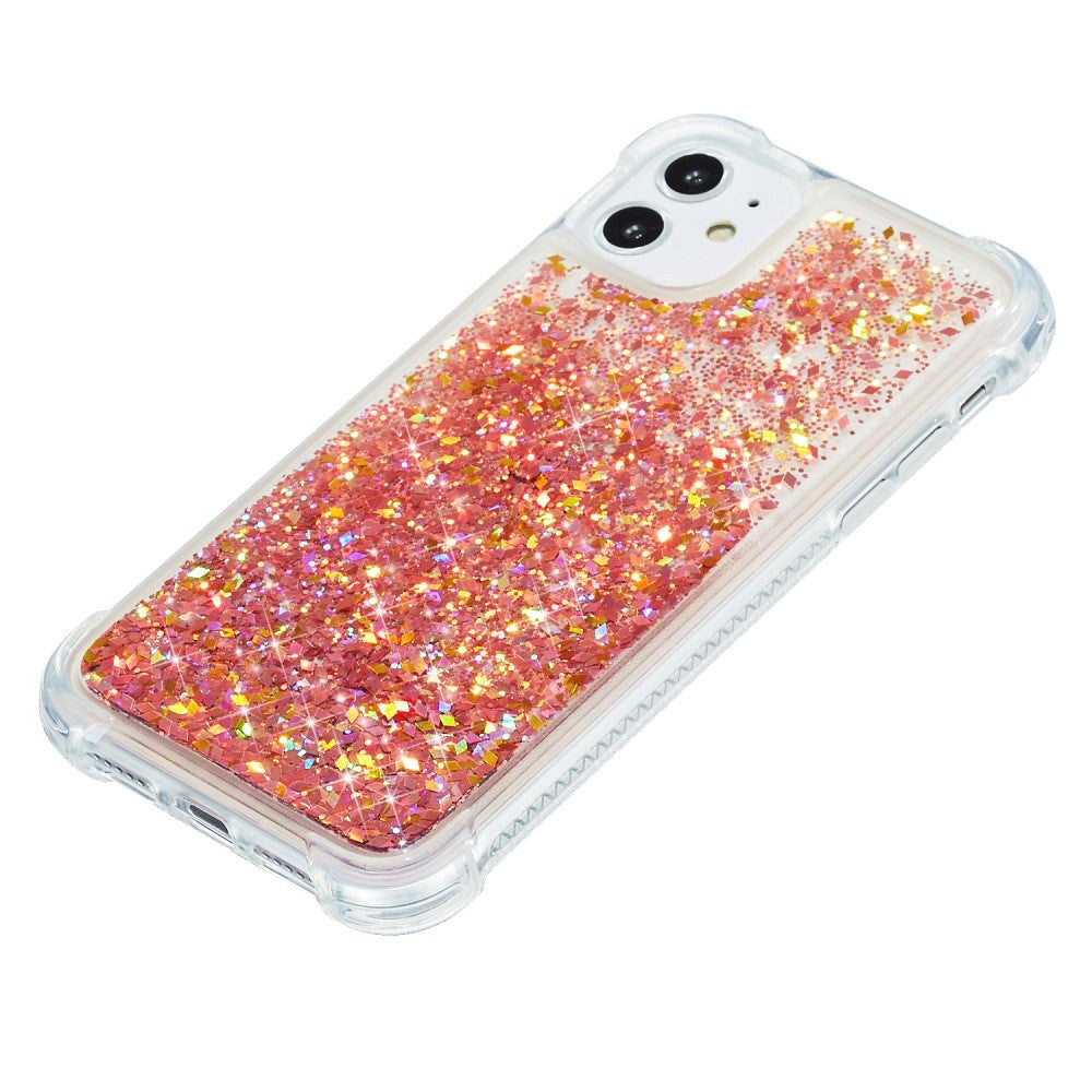 iPhone 12 / 12 Pro Plastik Cover m. Glitter - Gennemsigtig / Orange