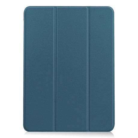 EIDERWOOD iPad Air 10.9-11" (2024-2020) Læder Flip Cover m. Stylus Pen Holder & Tri-Fold - Blå/Grøn