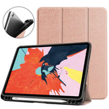 iPad Air 10.9-11" (2024-2020) Litchi Tri-Fold Læder Cover m. Apple Pencil Holder - Rose Gold