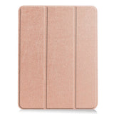 iPad Air 10.9-11" (2024-2020) Litchi Tri-Fold Læder Cover m. Apple Pencil Holder - Rose Gold