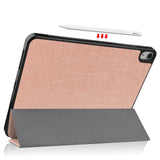 iPad Air 10.9-11" (2024-2020) Litchi Tri-Fold Læder Cover m. Apple Pencil Holder - Rose Gold