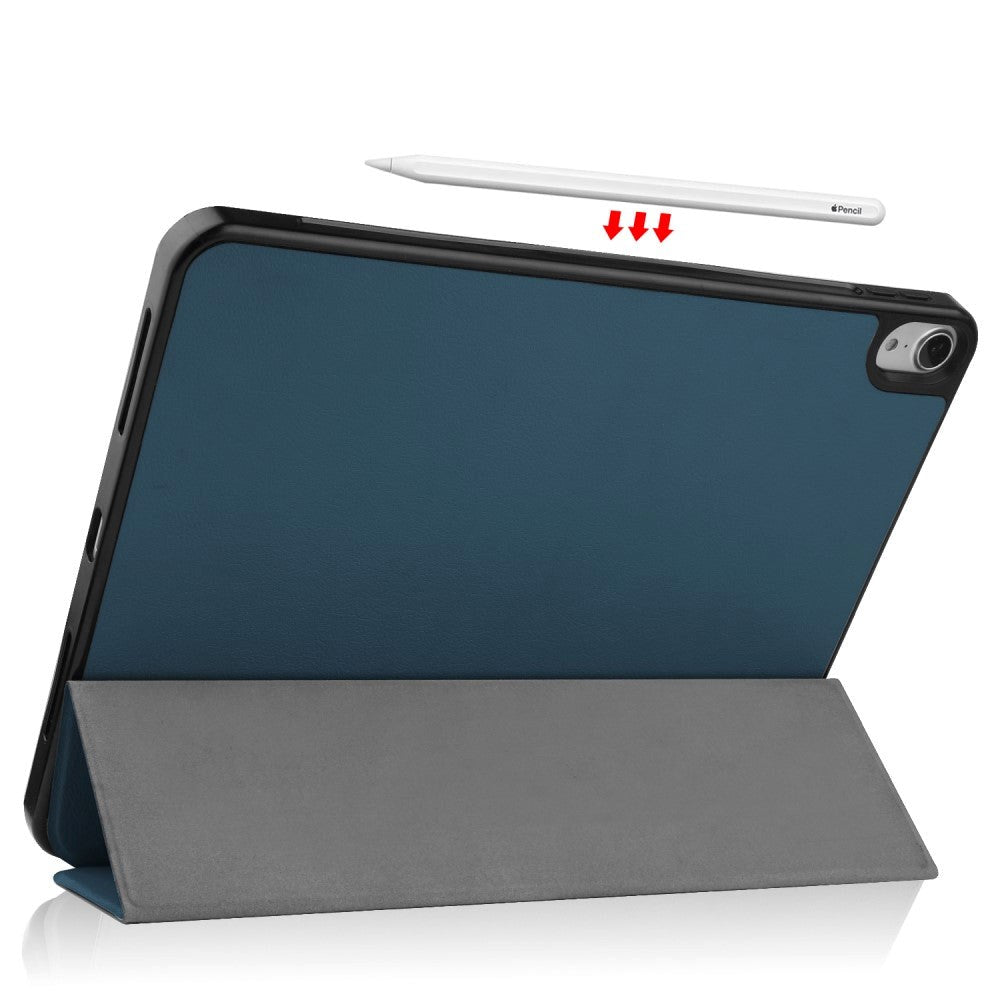 iPad Air 10.9-11" (2024-2020) Litchi Tri-Fold Læder Cover m. Apple Pencil Holder - Grøn