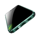 iPhone 12 Pro Magnetisk Cover m. Privacy Glasbagside og Forside og Låsefunktion - Grøn