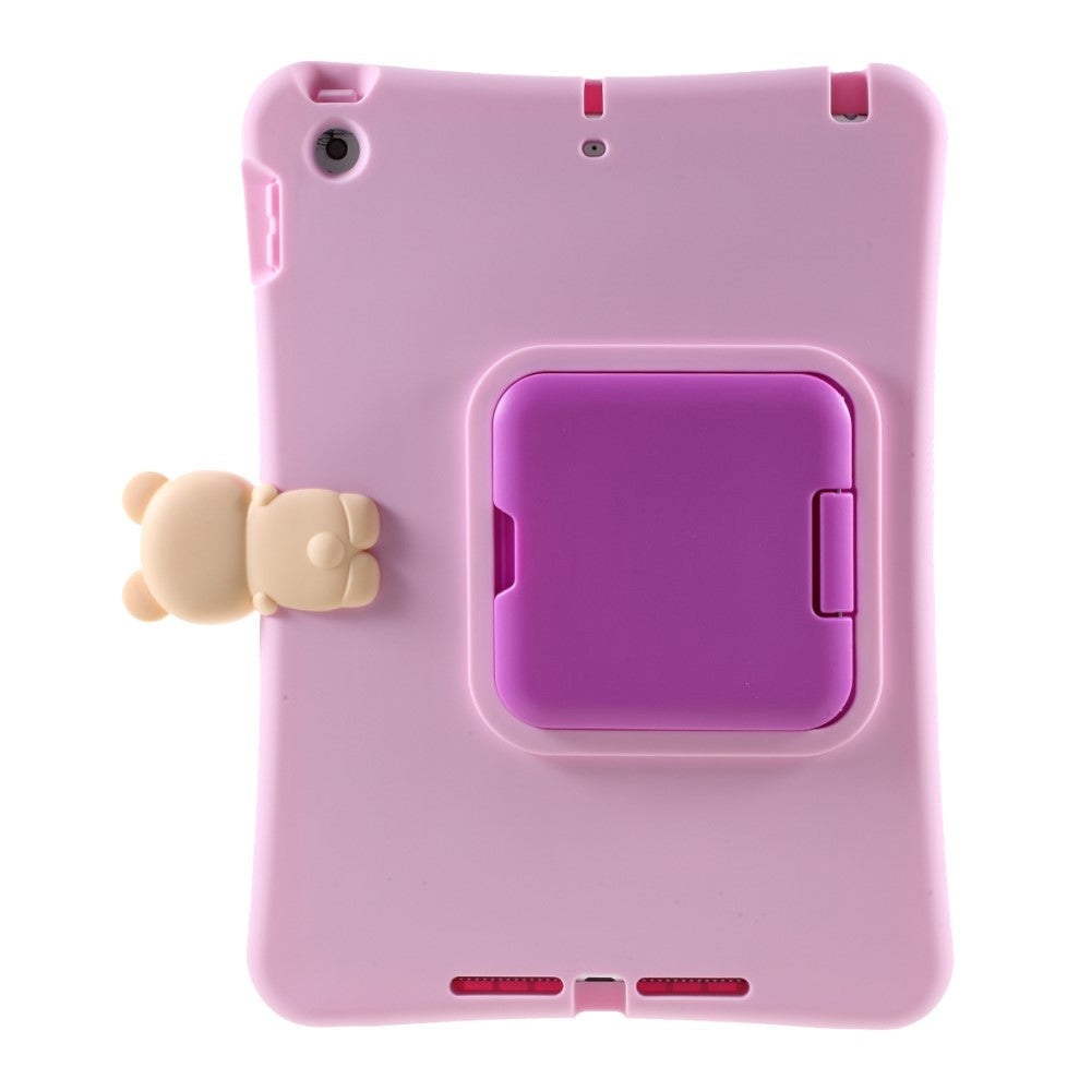 PEPKOO iPad 10.2'' (2021 / 2020 / 2019)  Børne Cover m. Stander & Bjørn - Lyserød / Beige