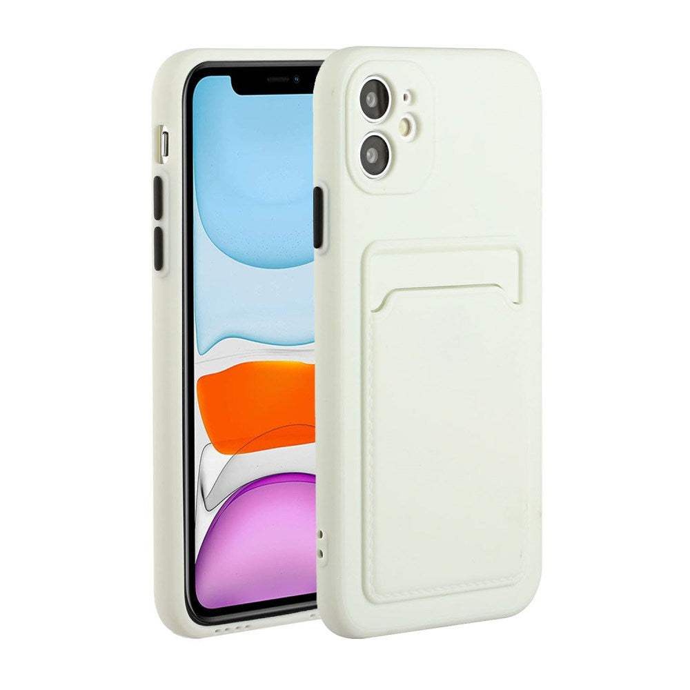iPhone 12 Mini - EIDERWOOD Fleksibelt Plastik Cover m. Kortholder - Hvid