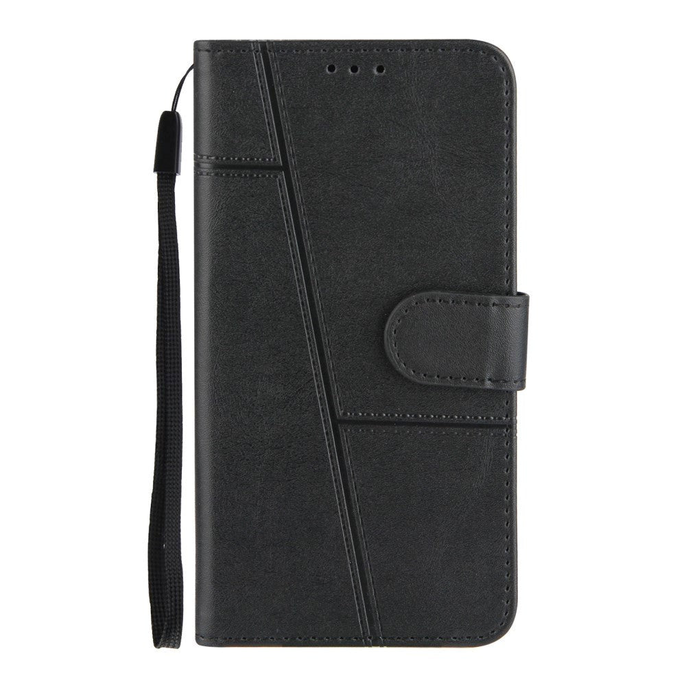 iPhone 8 Plus / 7 Plus Læder Flip Cover m. Pung og Strop - Sort