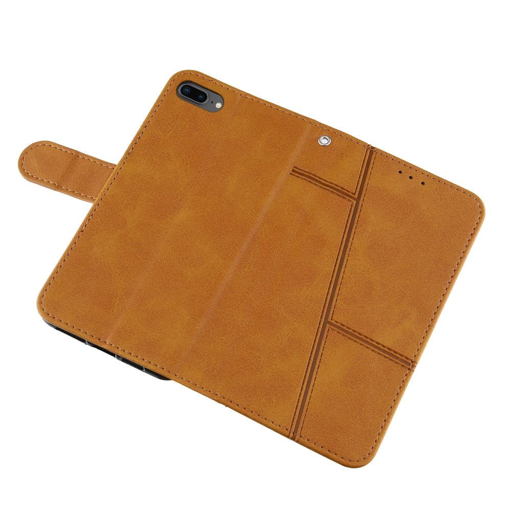 iPhone 8 Plus / 7 Plus Læder Flip Cover m. Pung og Strop - Brun