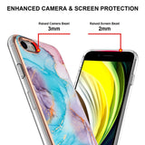 iPhone SE (2022 / 2020) / 8 / 7 Hybrid Plastik Bagside Cover - Mælkevejs Marmor - Blå & Lilla