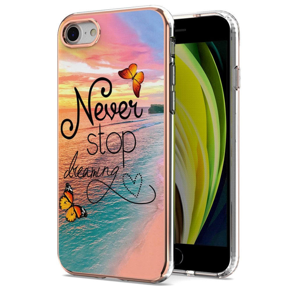 iPhone SE (2022 / 2020) / 8 / 7 Hybrid Plastik Bagside Cover - "Never Stop Dreaming"