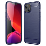 iPhone 13 Brushed Carbon Bagside Cover - Blå