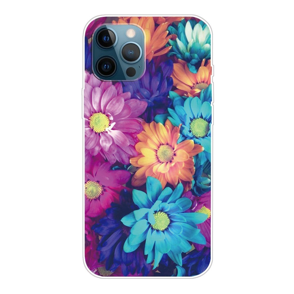 iPhone 13 Pro Max Fleksibel Plastik Bagside Cover - Farverige Blomster