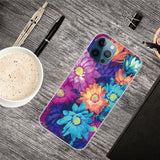 iPhone 13 Pro Max Fleksibel Plastik Bagside Cover - Farverige Blomster