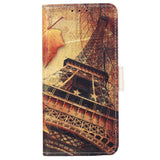 iPhone 13 Pro Læder Flip Cover m. Pung - Eiffel Tårn & Ahorn Blad