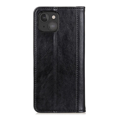 iPhone 13 Mini Litchi Læder Flip Cover m. Pung - Sort