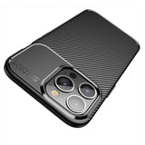 iPhone 13 Pro Carbon Fiber Fleksibelt Plastik Bagside Cover - Sort