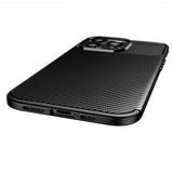 iPhone 13 Pro Carbon Fiber Fleksibelt Plastik Bagside Cover - Sort